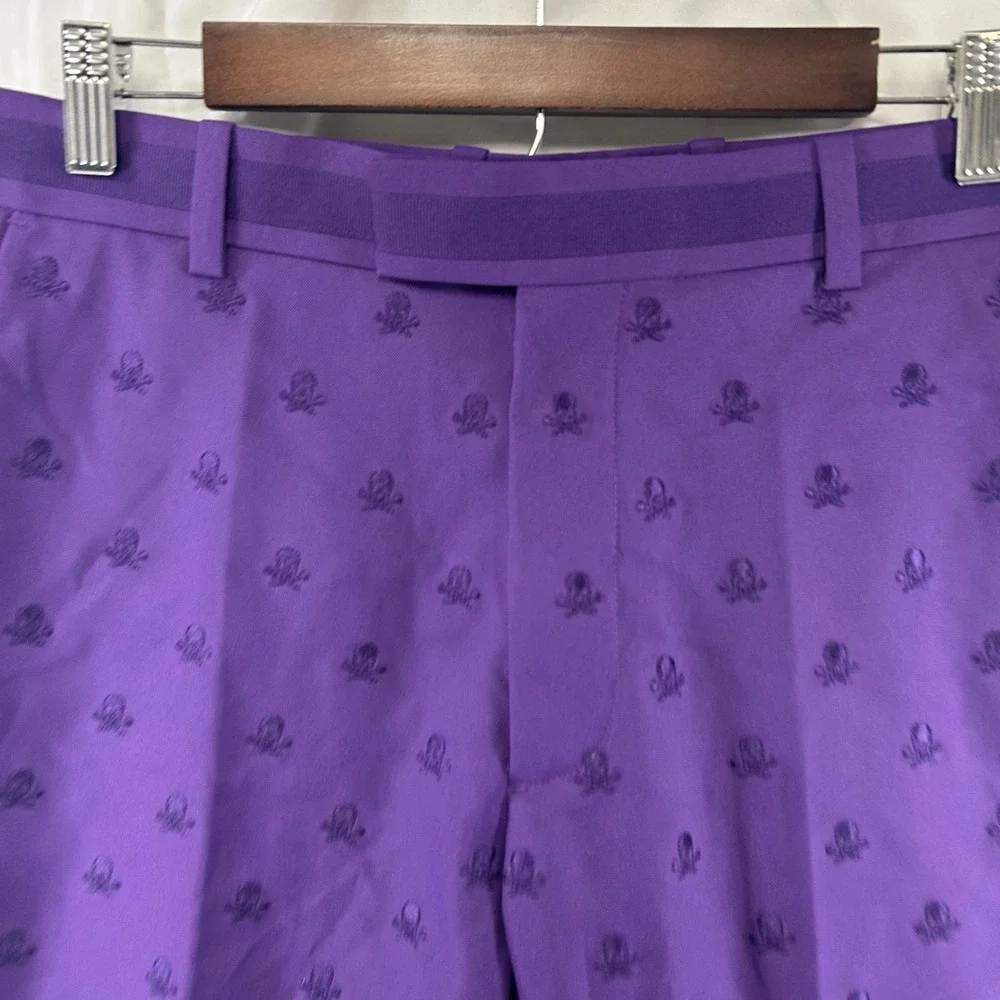 G/FORE Golf Shorts Mens 34 Purple Embroidered Skull Crossbones G4MF20B02